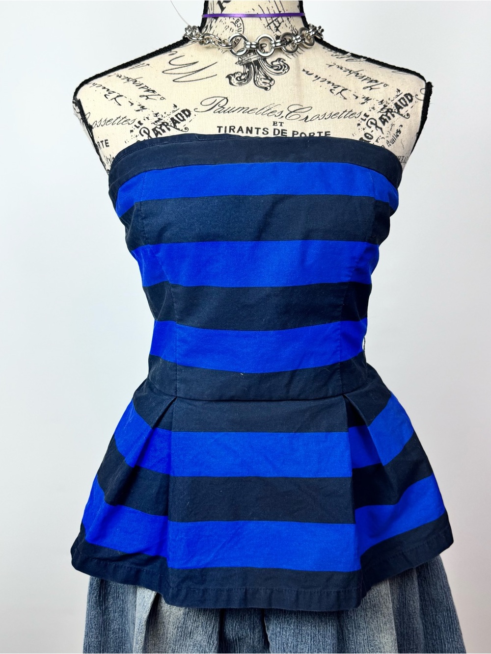 Hollister Strapless Peplum Tank Top in Royal Blue and Navy
